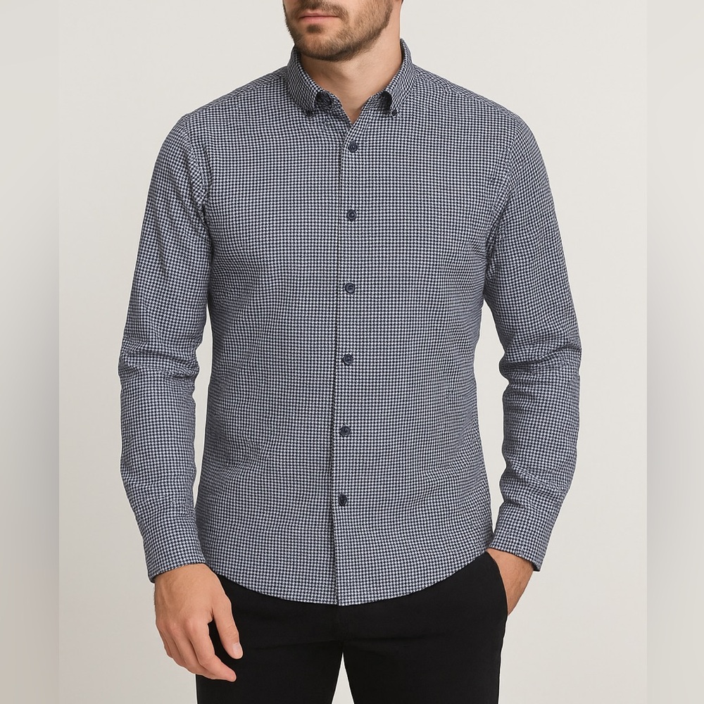 Mr. Turk button down long sleeve shirt in navy white - XL nwt